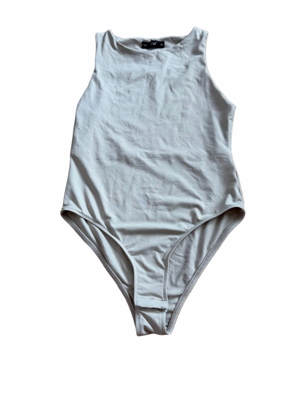 F&F Cream One-Piece High Neck Bodysuit